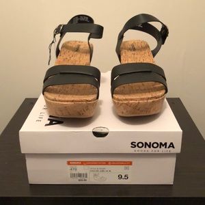 Sonoma black strap cork platform sandal size 9.5